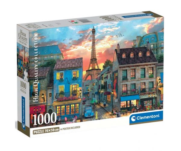 Puzzle HQC de 1000 piese cu străzile Parisului - Clementoni
