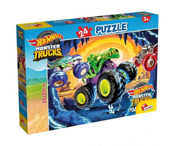 Puzzle Hot Wheels Monster Trucks, 24 piese, 35x25 cm - Lisciani