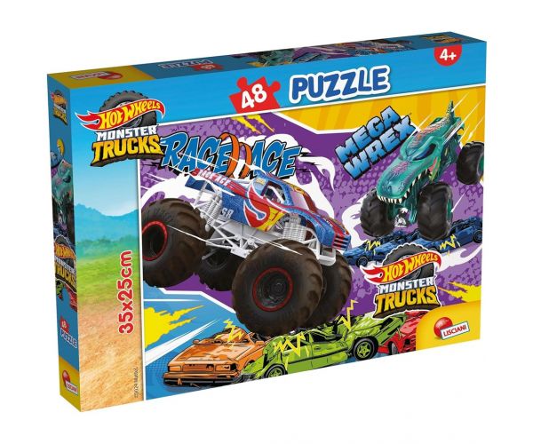 Puzzle Hot Wheels Monster Trucks, 48 de piese, 35x25 cm - Lisciani