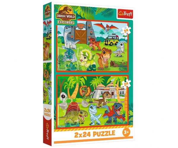 Puzzle Jurassic World cu dinozauri mici 2x24 piese - Trefl