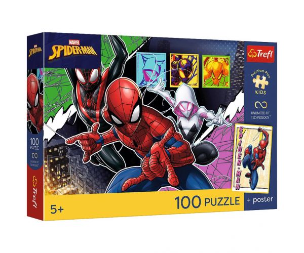 Puzzle Marvel Omul-Păianjen — Păianjen eroic, 100 piese - Trefl