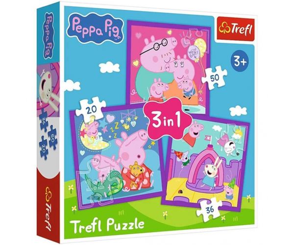 Puzzle Peppa Pig 3 în 1, cu 20-36-50 piese - Trefl