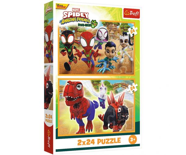Puzzle Spidey și dinozaurii 2x24 piese - Trefl