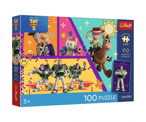Puzzle Toy Story UFT de 100 de piese cu poster - Trefl