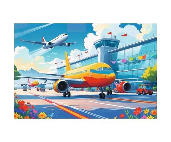 Puzzle aeroport cu 100 piese - Trefl