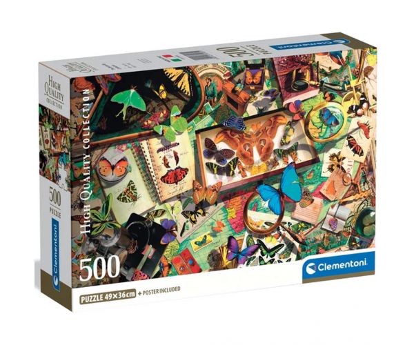 Puzzle compact 500 de piese HQC - Colecționarul de fluturi - Clementoni