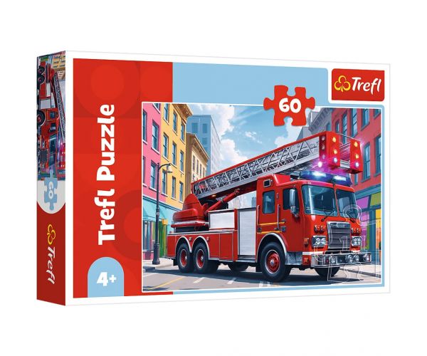 Puzzle cu 60 de piese - Mașină de pompieri - Trefl