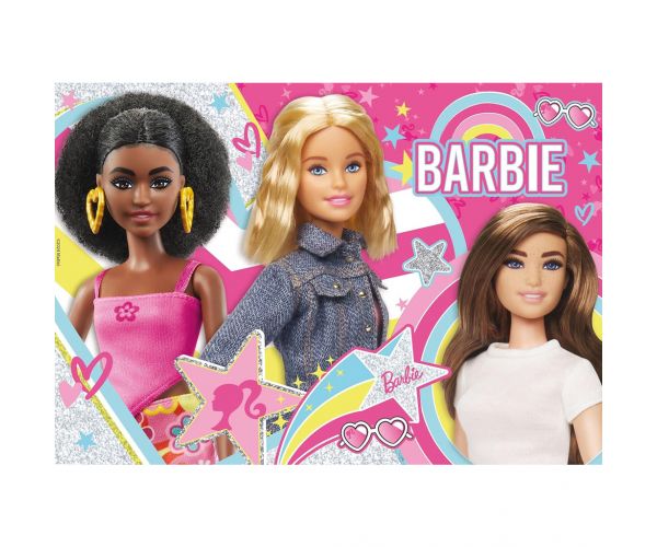 Puzzle cu sclipici Barbie cei mai buni prieteni, 108 piese, 50x35cm - Lisciani