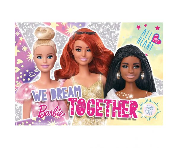 Puzzle cu sclipici Barbie prietene, 60 piese, 50x35 cm - Lisciani