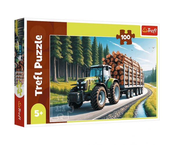 Puzzle de 100 piese cu tractor forestier - Trefl