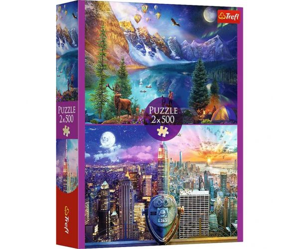 Puzzle de 2x500 de piese cu tema Bulevardul American - Trefl