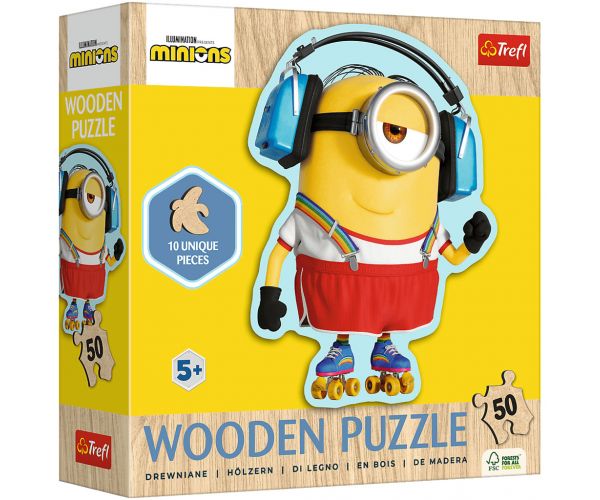 Puzzle din lemn cu Minioni, 50 piese - Trefl