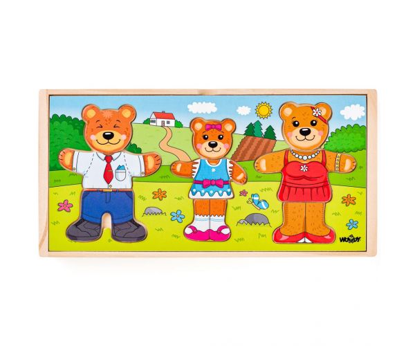 Öltöztethető medvecsalád fa puzzle - Woodyland