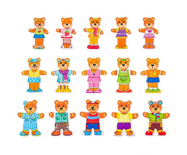 Öltöztethető medvecsalád fa puzzle - Woodyland