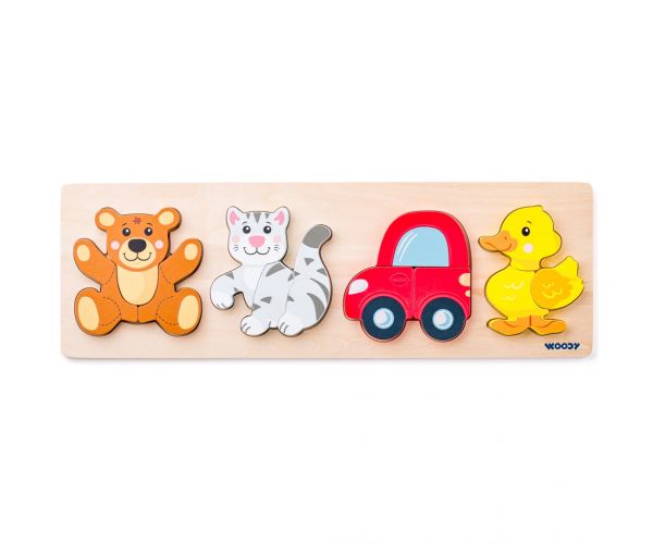 Puzzle din lemn pentru bebeluși cu 4 piese - Woodyland