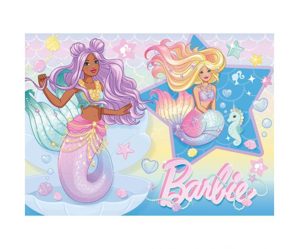 Puzzle mini Eco cu 24 de piese Barbie sirene și prietene, 35x25 cm - Lisciani