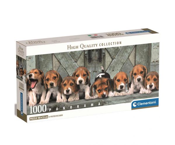 Puzzle panoramic cu 1000 de piese, Beagle, 98x33cm - Clementoni