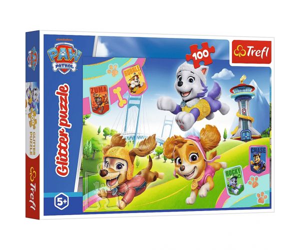 Puzzle sclipitoriu Paw Patrol, 100 piese - Trefl