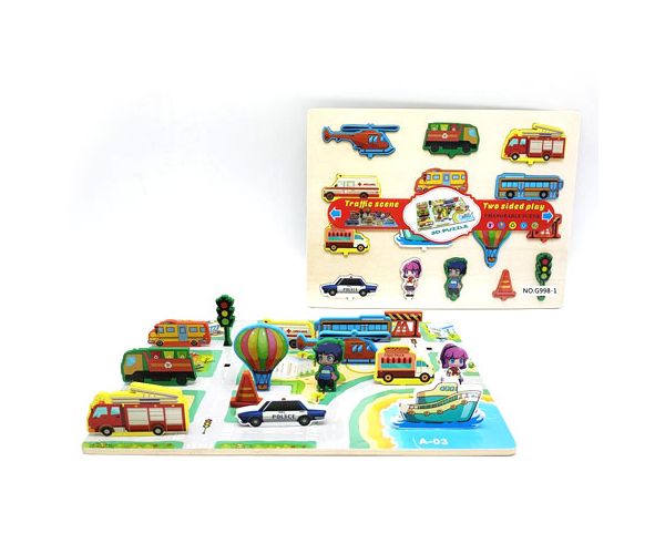 Városi forgalom fa kétoldalú puzzle