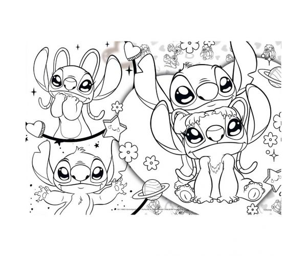 Puzzle și carte de colorat Disney Stitch 2 în 1, 250 piese, 50x35 cm - Lisciani