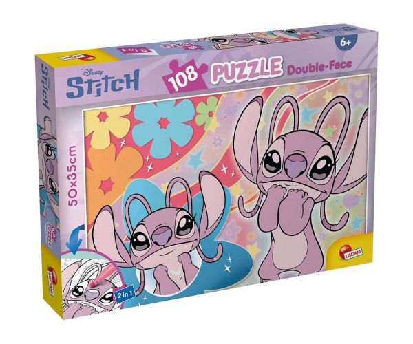 Puzzle și carte de colorat Stitch 2 în 1, 108 piese, 50x35 cm - Lisciani