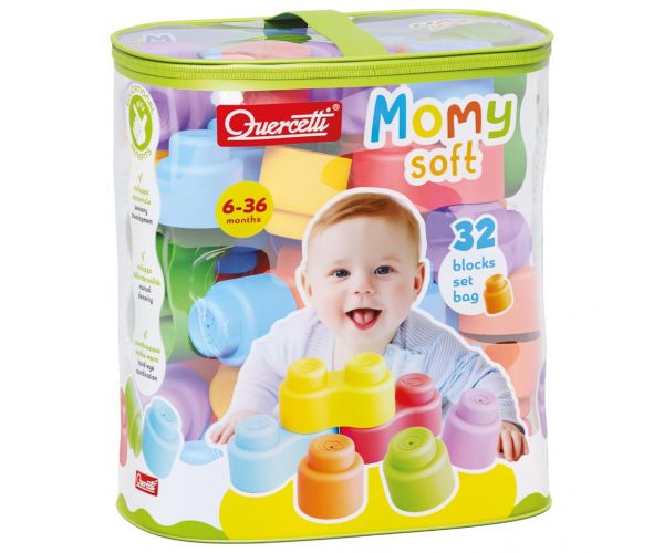 Quercetti: Set de 32 de cuburi de construcție moi Momy Soft