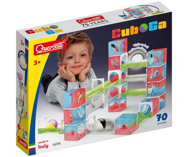 Quercetti: Set de construcție pistă de bile Cuboga, 70 piese
