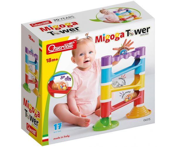 Quercetti: Set de joc pistă de bile Migoga Tower cu 17 piese