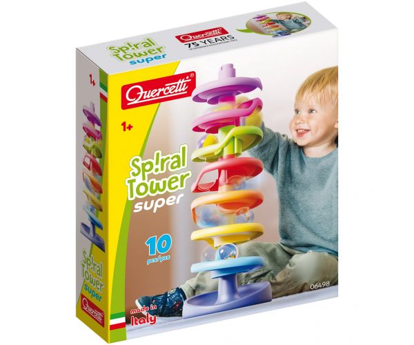 Quercetti: Turn în spirală - set pistă cu bile, 10 piese