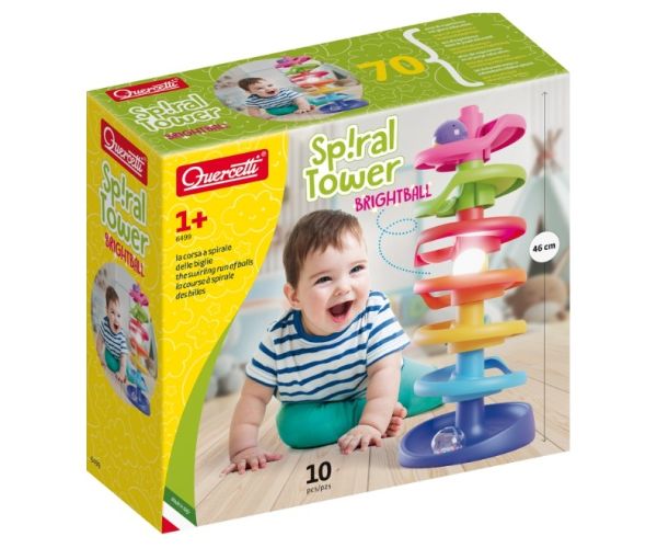 Quercetti: Spiral Tower pistă de biluțe baby cu bilă care luminează
