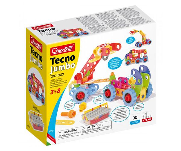 Quercetti: Tecno Jumbo munkagépek építőjáték szett 84db-os