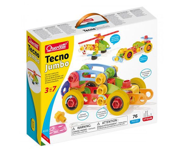 Quercetti: Tecno Jumbo járművek építőjáték szett 76db