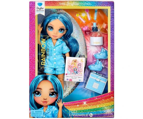 Rainbow High Jr: Petrecere în pijama păpușa de modă Skyler