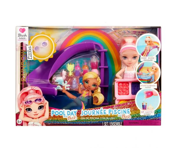 Rainbow High: Set de joacă petrecere la piscină cu păpușa Blush Parker