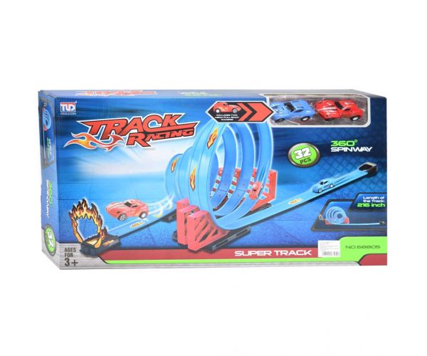 Racing Track 32 bucăți Set pistă de curse cu buclă spirală și 2 mașini 1/64