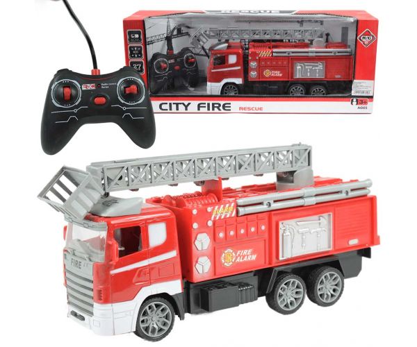 RC Camion de pompieri cu coș de ridicare cu telecomandă cu efecte de lumină scară 1/24 27MHz 30cm