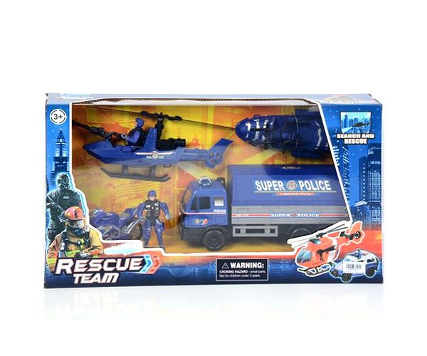Rescue Team rendőrségi játék szett motorral