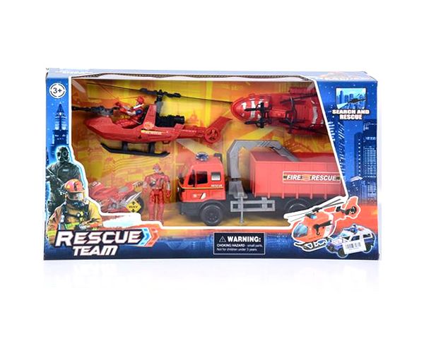 Rescue Team tűzoltósági játék szett járművekkel