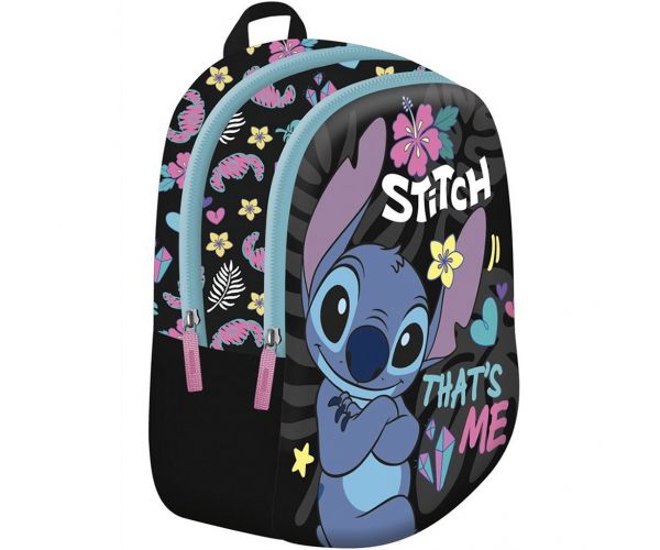 Rucsac Disney Stitch Thats Me pentru grădiniță, de culoare neagră, 29x22x9 cm