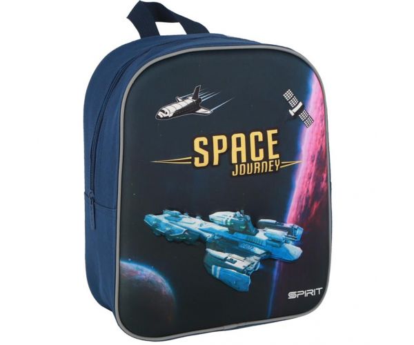 Rucsac rotunjit pentru grădiniță cu model 3D Spirit: Space Journey navă spațială 30x25x12cm
