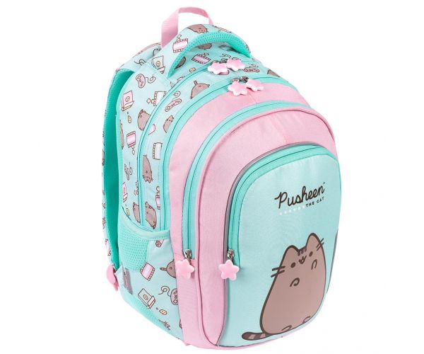 Rucsac școlar Pusheen Mint cu pisică, 40cm
