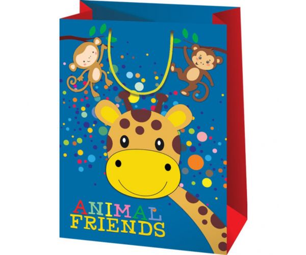 Sac de cadou uriaș cu model de prieteni animali 44,5x33x15cm