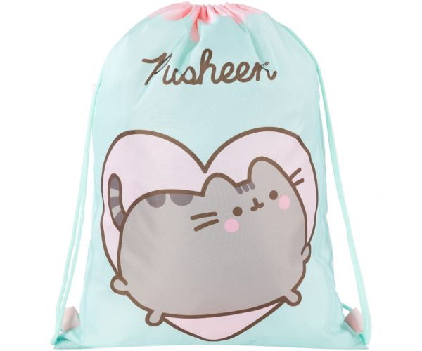 Săculeț sport Pusheen mentă, dimensiuni 34x43 cm
