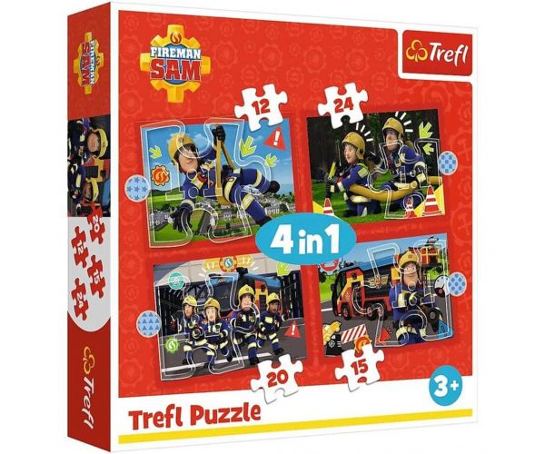 Sam pompierul 4 în 1 puzzle de 12-15-20-24 piese - Trefl