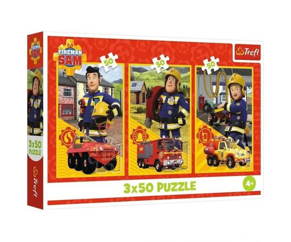 Sam pompierul: Echipa de pompieri puzzle 3x50 piese - Trefl
