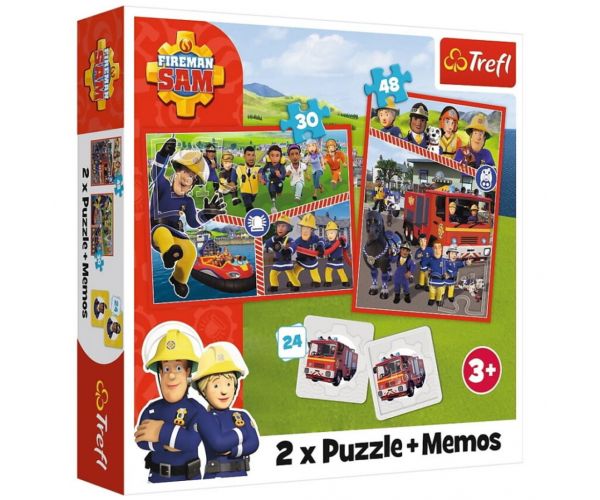 Sam pompierul puzzle și carduri de memorie 2 în 1 set - Trefl