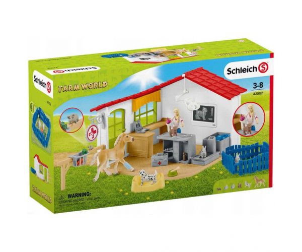 Schleich: Farm World - Cabinet veterinar cu mânz și animale domestice (42502)