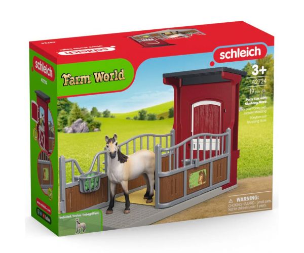 Schleich: Farm World - Istálló box Mustang ló figurával játékszett (42724)