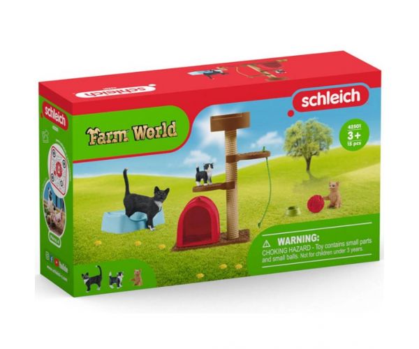 Schleich: Farm World - Set de joacă pentru pisicuțe drăguțe (42501)