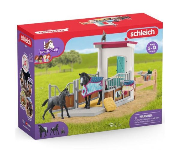 Schleich: Horse Club - Set de joacă cu box pentru cai cu iapă și mânz (42611)